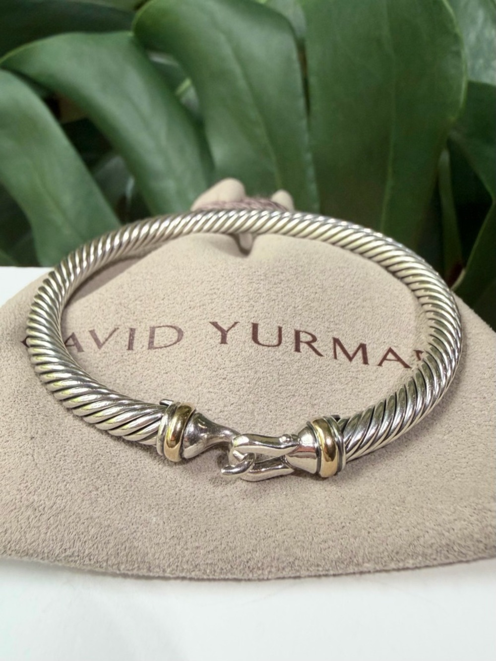 ❤️ David Yurman 5mm Buckle Classic Cable Bracelet with 18K